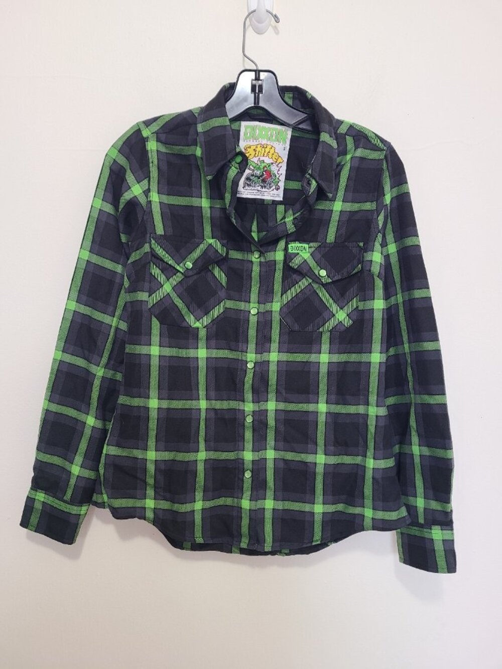 Dixxon Flannel Co Shifter Men's S Green Black Plaid Shirt Button Up